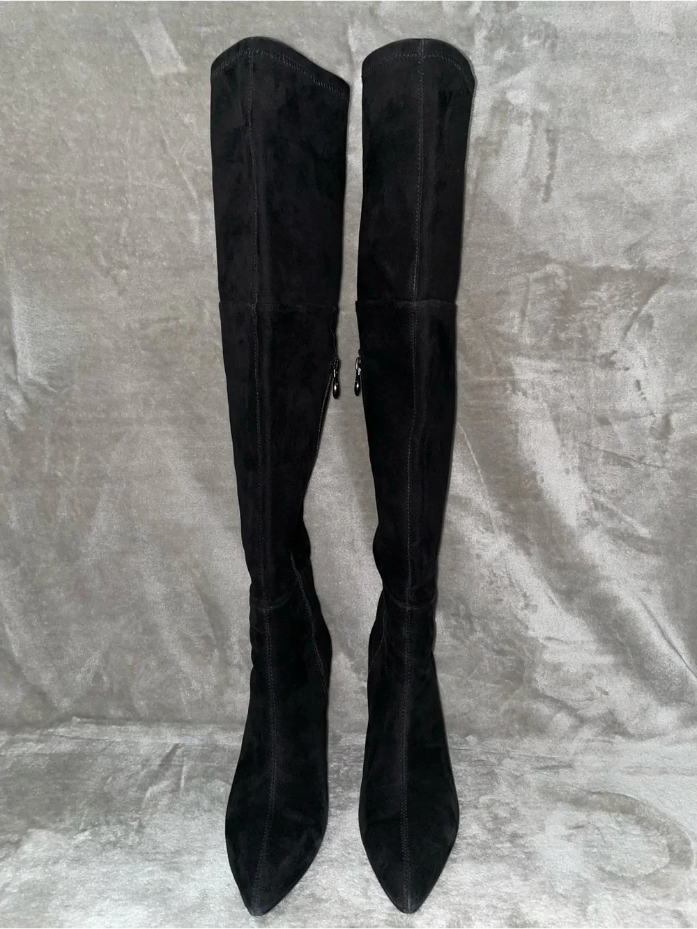 Tahari Ali Black Suede Over-the-Knee Boots Pointed Toe Stiletto Heel Size 8.5
